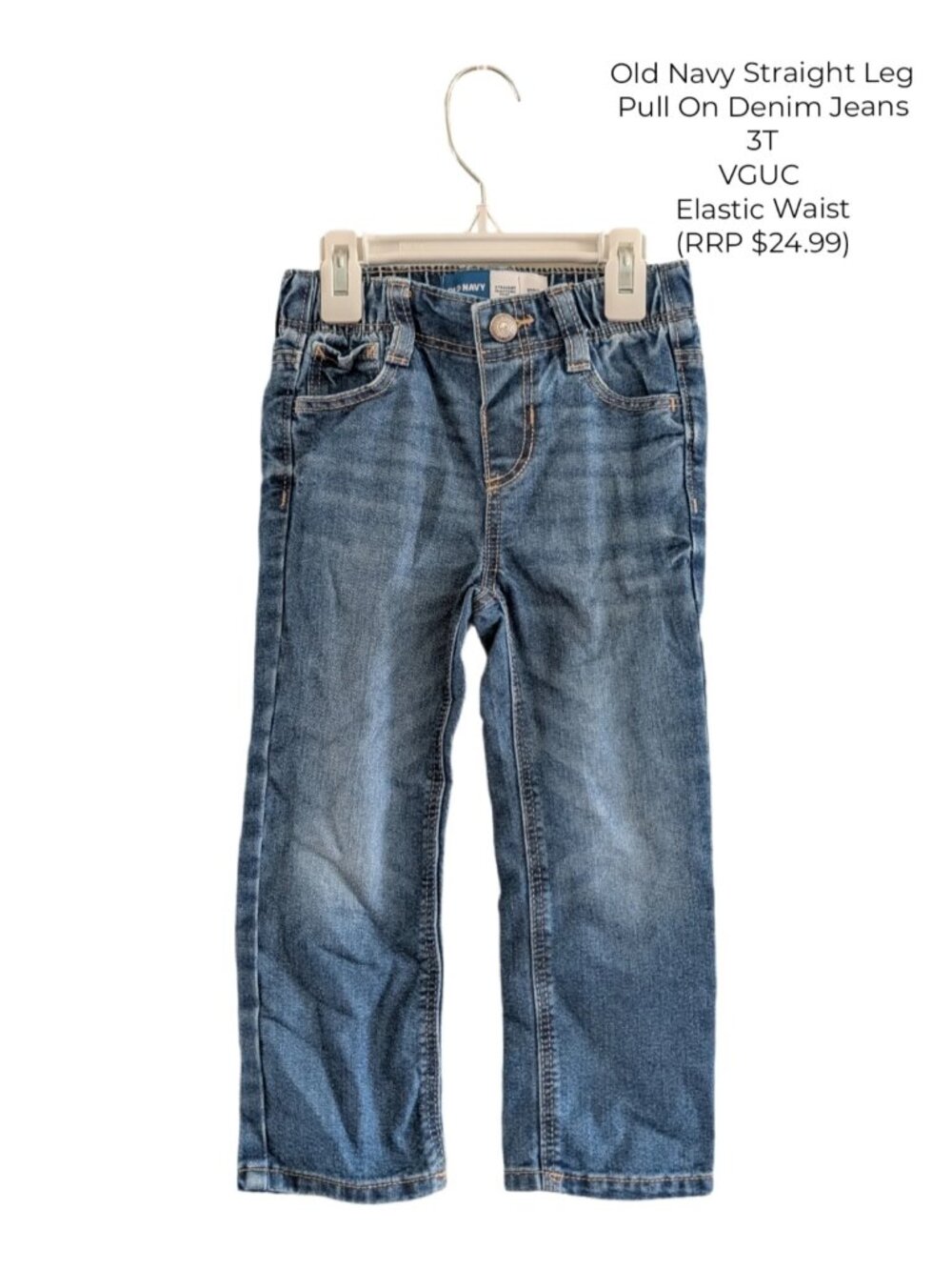 Old Navy Straight Leg Pull On Denim Jeans 3T
